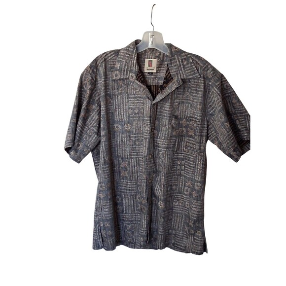 Tori Richard Shirt Mens Large Gray Brown Aloha Hawaiian Camp Collar Button Front - Picture 1 of 5
